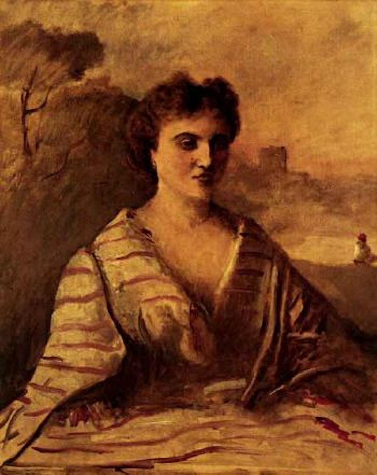 Portrait de jeune femme en buste by Jean Baptiste Camille Corot