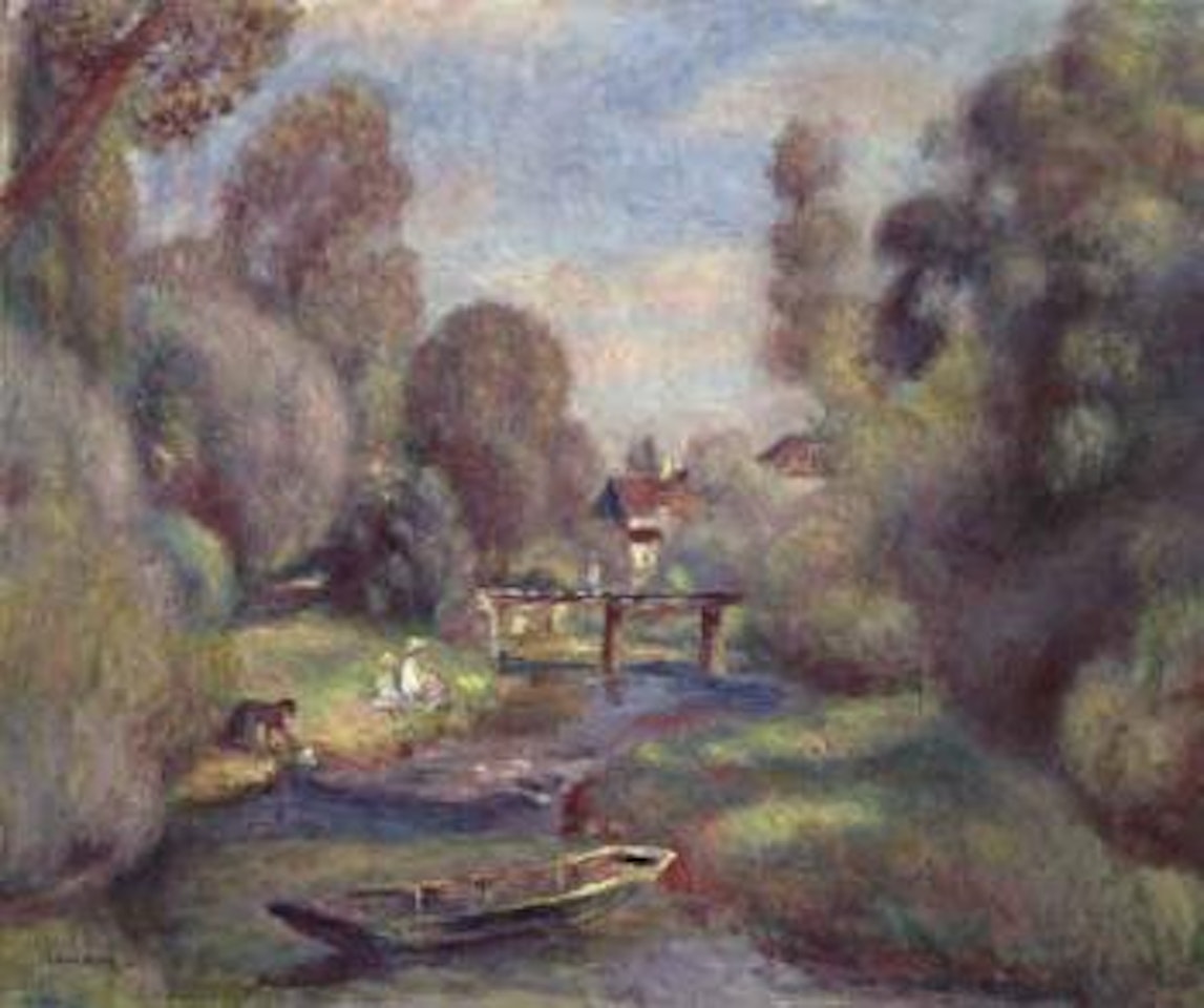 La passerelle a Essoyes by Pierre-Auguste Renoir
