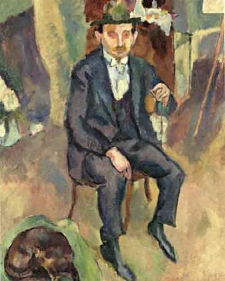 L'homme au chien, portrait d'un peintre allemand by Jules Pascin