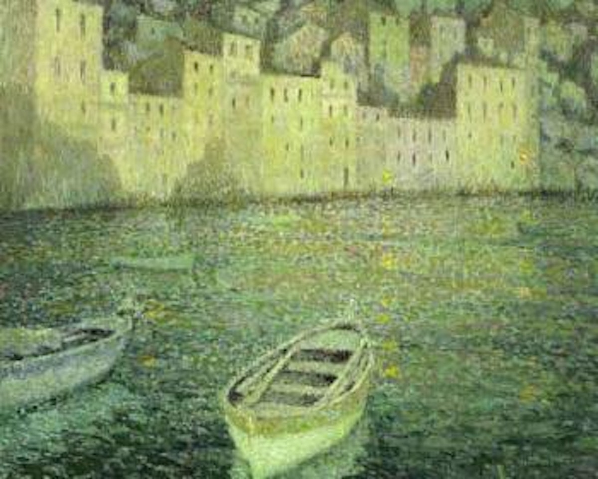 Les maisons du port au clair de lune by Henri Le Sidaner