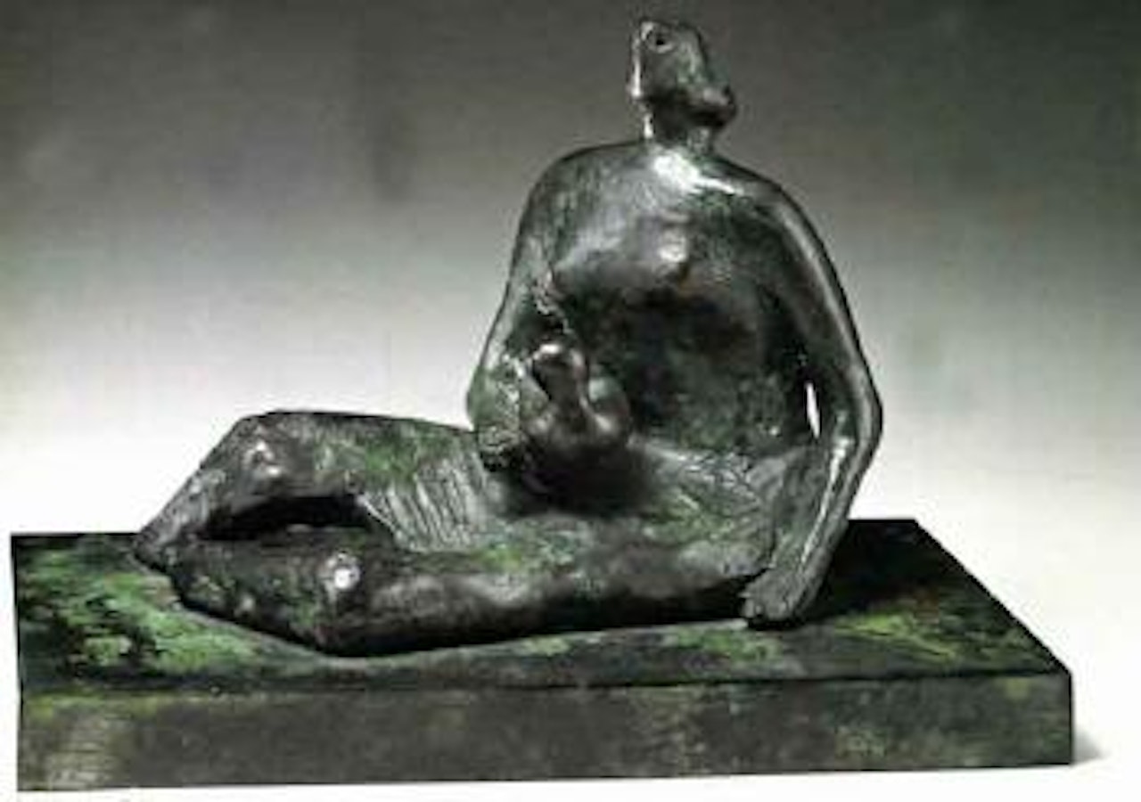 Draped seated mother and child on ground by Henry Moore