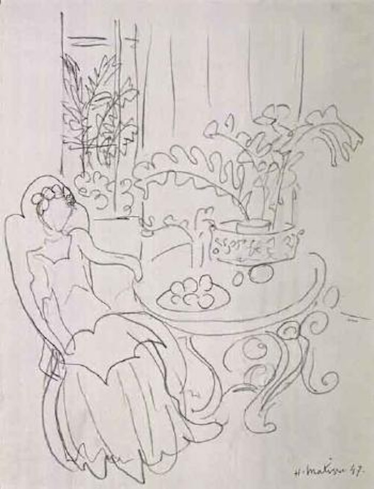 Jeune femme assisie dans un interieur by Henri Matisse