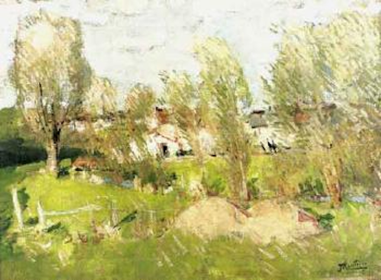 L'entree du village by Pierre Eugène Montezin