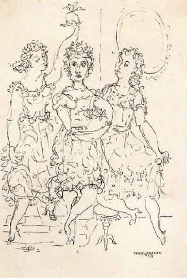 Three ladies in an interior by René Portocarrero