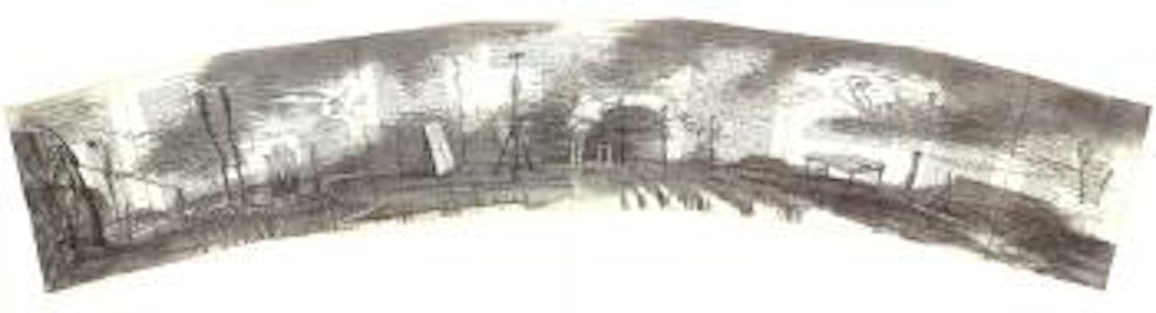 Landscape arc on anatomy of vertebrates by William Kentridge