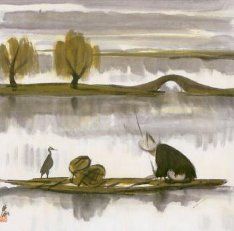 Fisherman and goose by Lin Fengmian