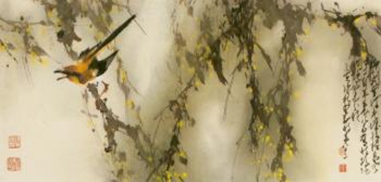 Bird in a willow tree by Zhao Shao'ang