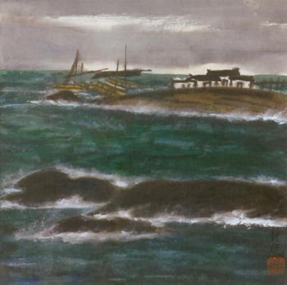 Fishing boats in the storm by Lin Fengmian