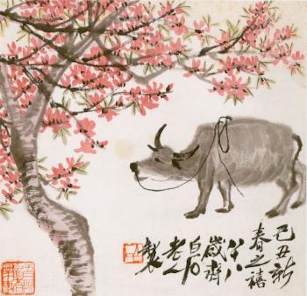 Ox in the shade of plum blossom by Qi Baishi