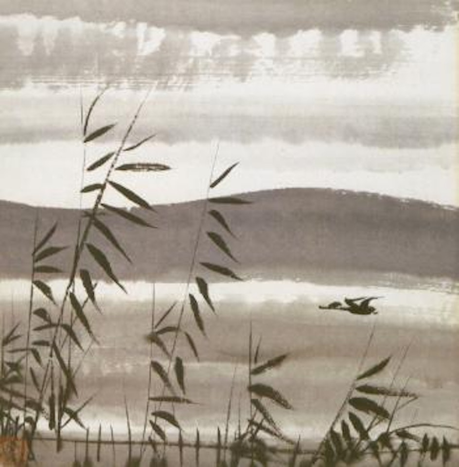 Goose in the willow by Lin Fengmian