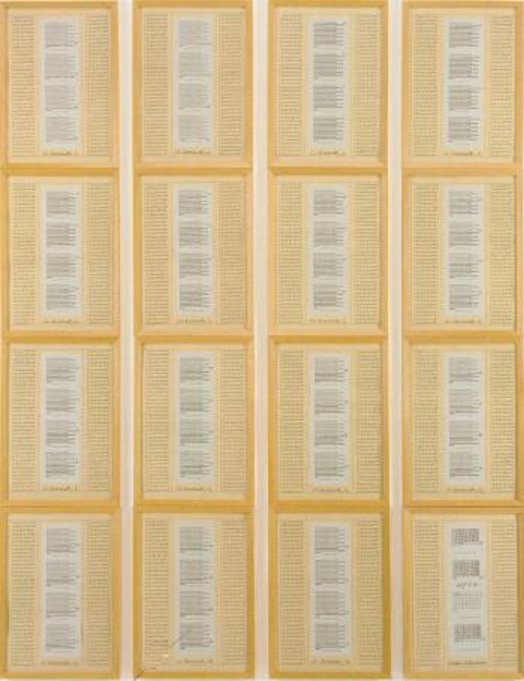 53 variante, 16 panel by Hanne Darboven