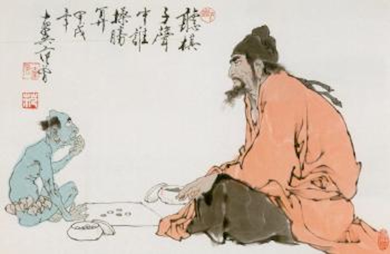 Zhong Kui and ghost playing chess by Fan Zeng