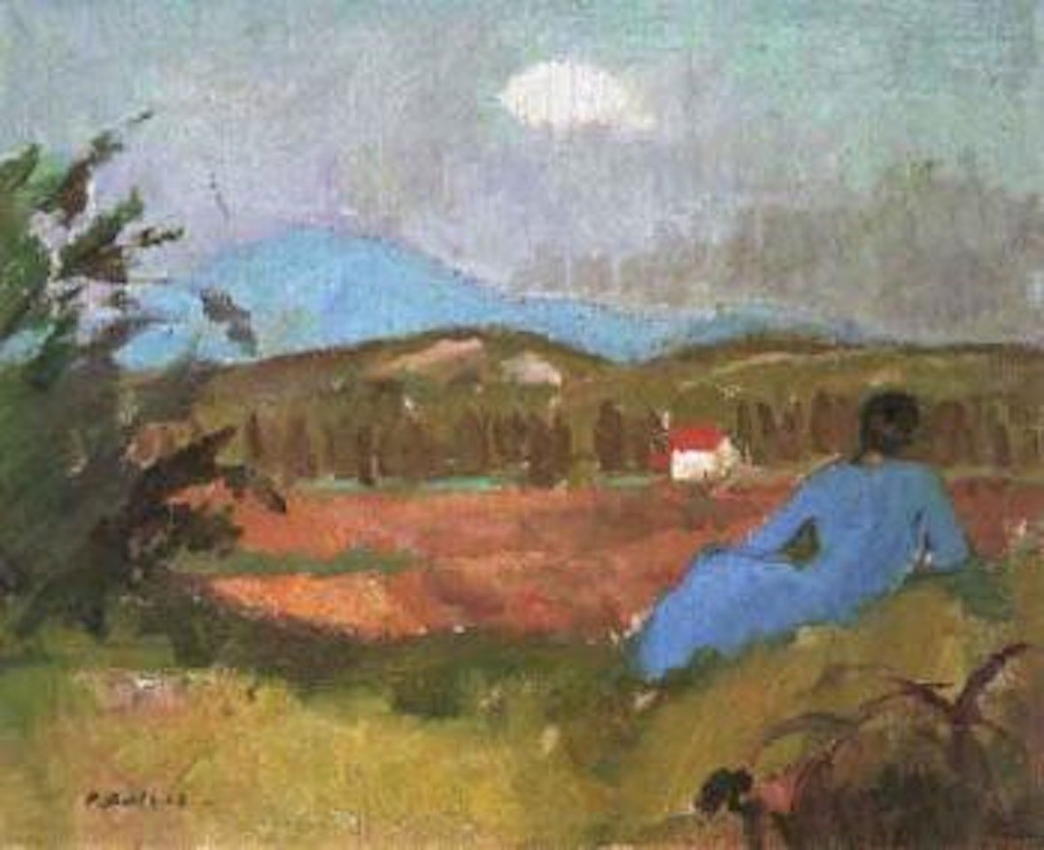 Reclining woman in an extensive landscape by Paul Basilius Barth