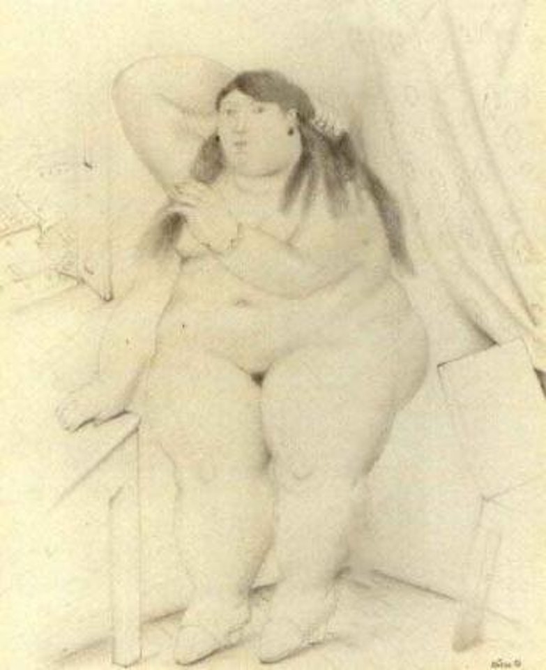 Standing nude at window by Fernando Botero