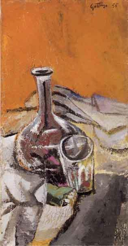 Still life with bottle and glass by Renato Guttuso