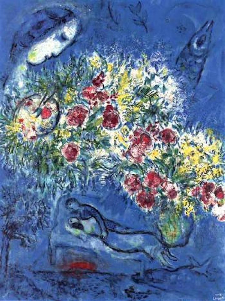 Amoureux sur le banc by Marc Chagall