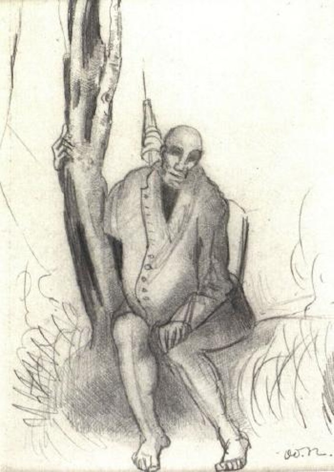 Homme assis sous un arbre by Odilon Redon
