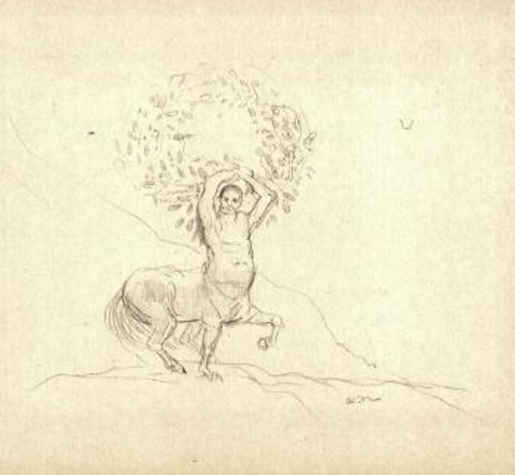 Centaure brandissant une couronne de feuillage by Odilon Redon