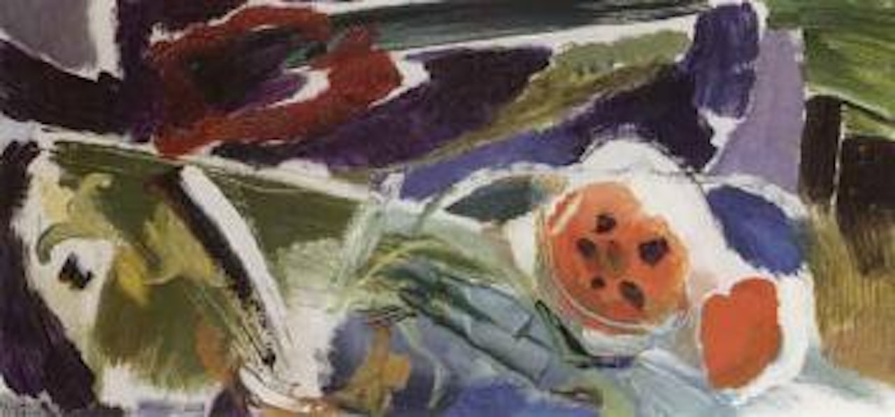 Poppies, orange and purple by Ivon Hitchens