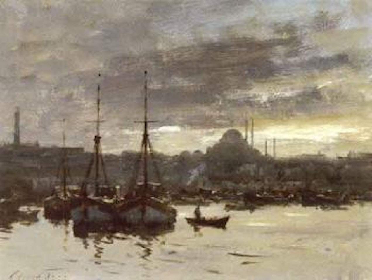 Fishing boats, Istanbul, evening by Edward Seago