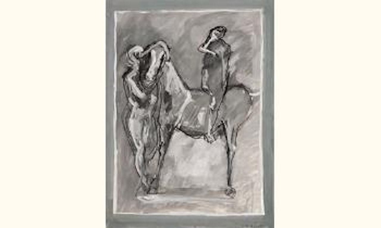Two acrobats and horse by Marino Marini