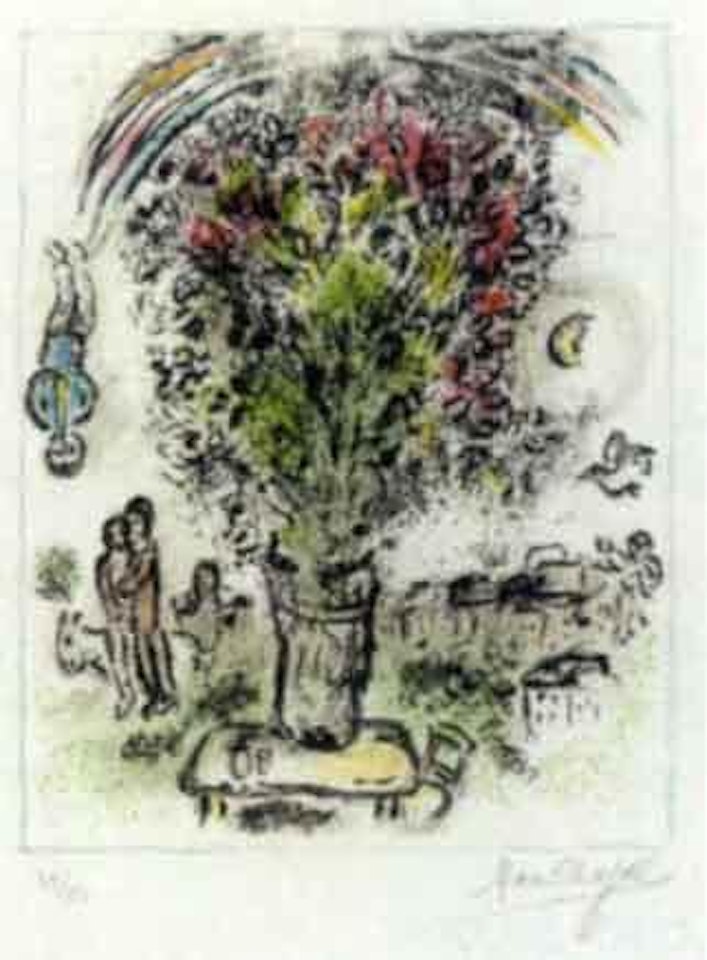 Bouquet with rainbow by Marc Chagall