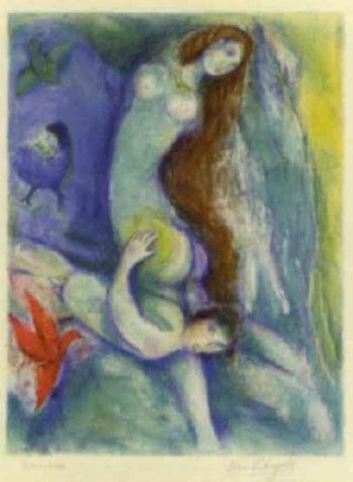 Then he spent the night with her embracing and clipping by Marc Chagall