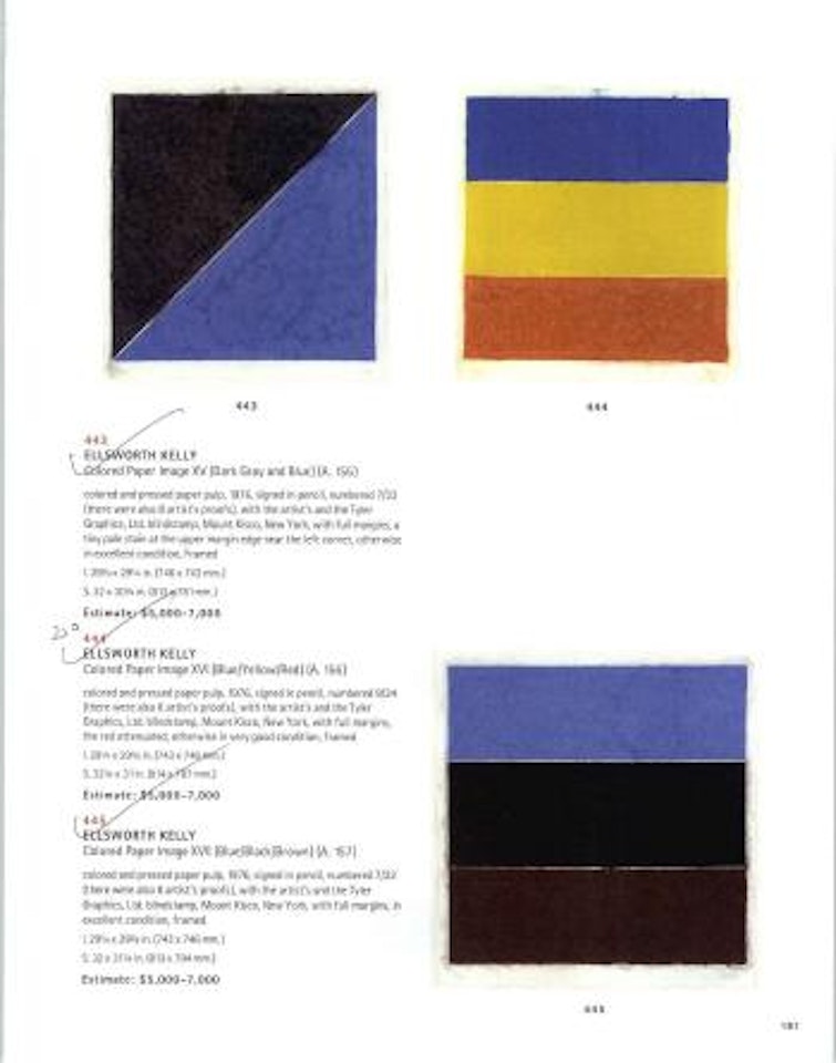 Colored paper image XVII, blue/black/brown by Ellsworth Kelly