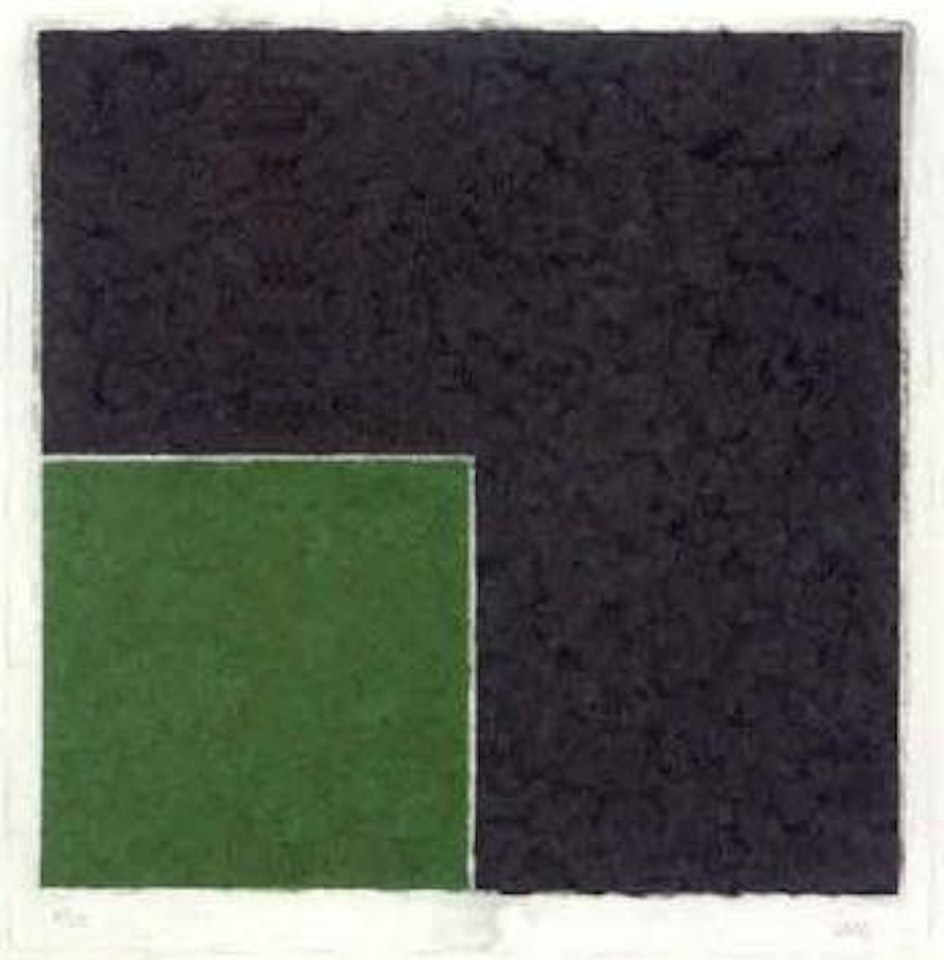 Colored paper image XVIII, green square with dark dray by Ellsworth Kelly