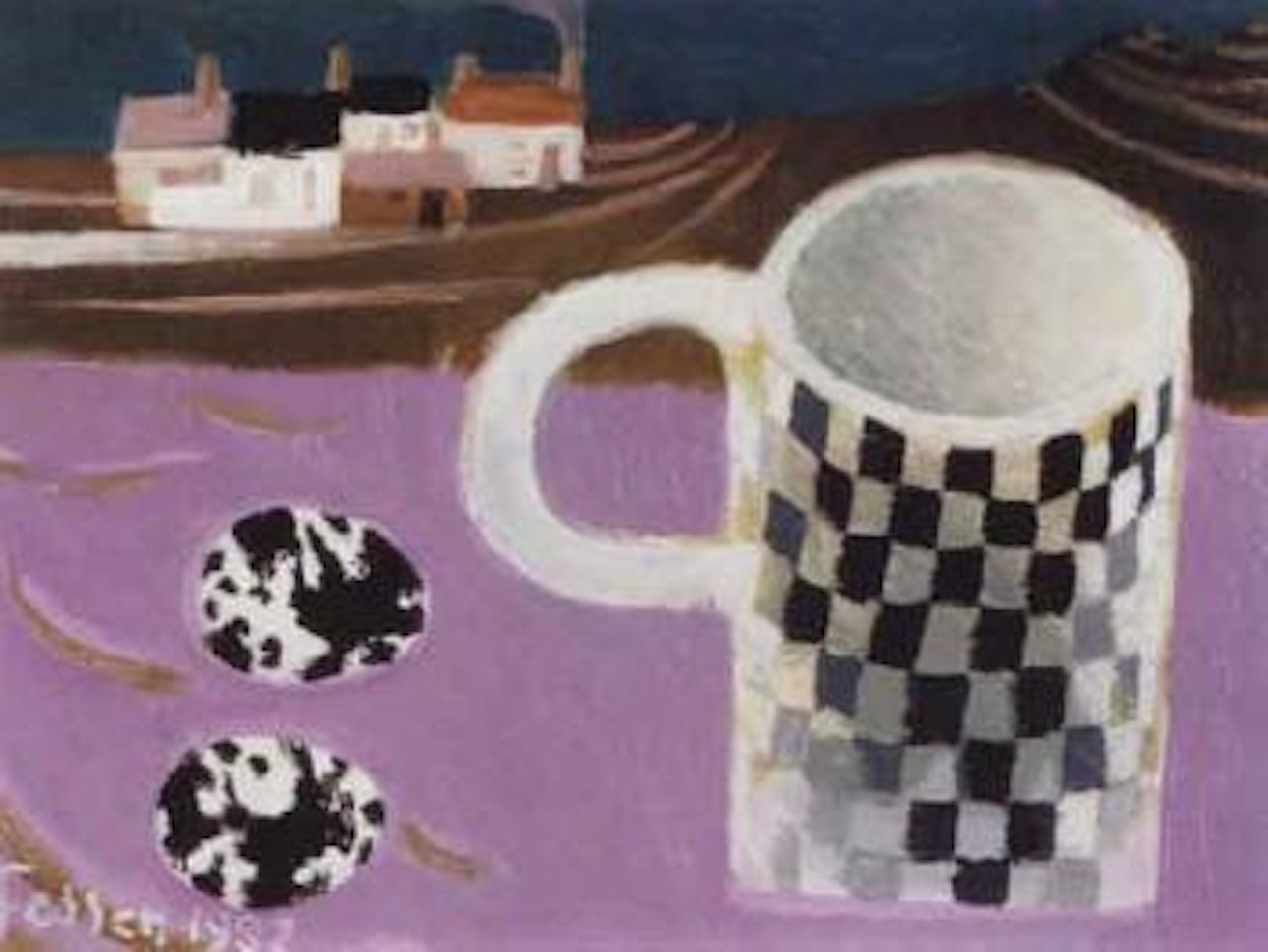Checked mug by Mary Fedden