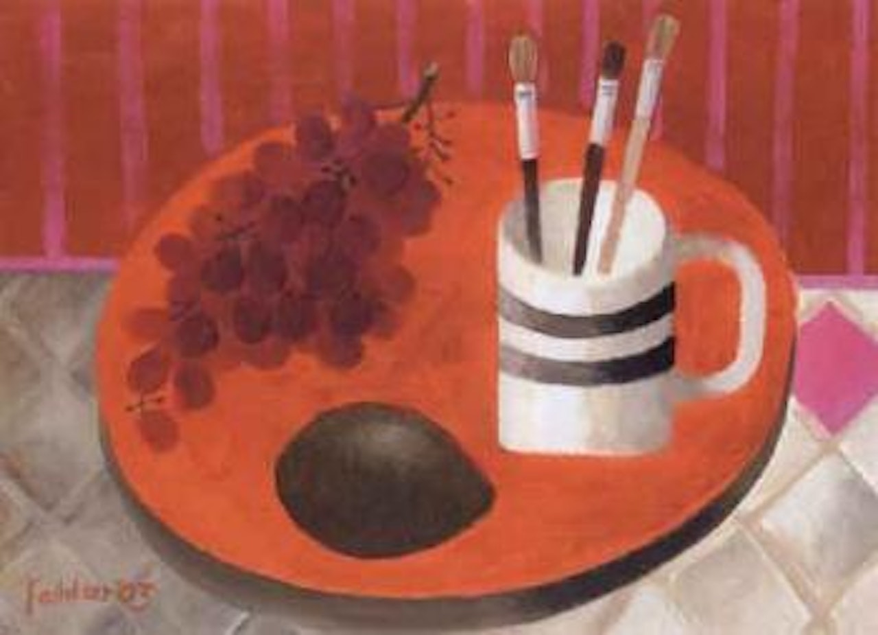 Still life with three paint brushes by Mary Fedden