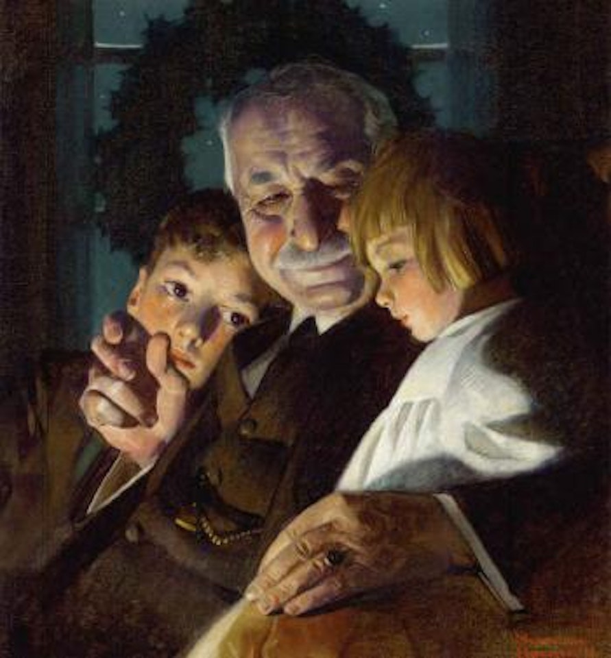 Grandpa's Christmas visit by Norman Rockwell