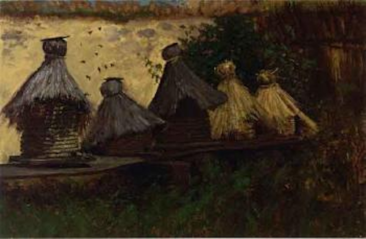 Bees, honey and pots by Albert Bierstadt