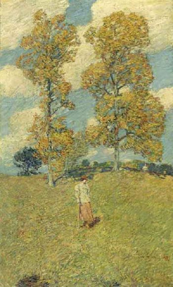 Two hickory trees by Childe Hassam