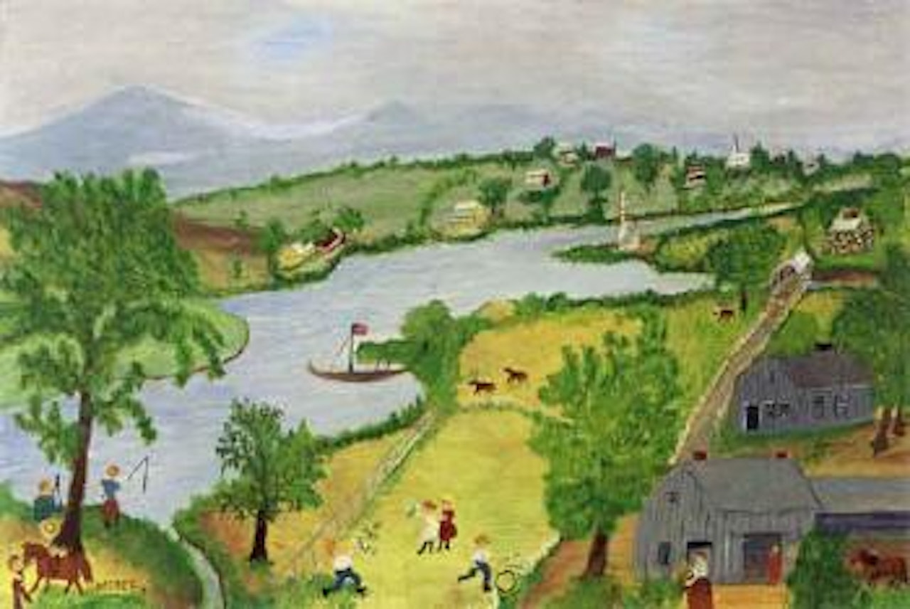 Blue lake by Grandma Moses