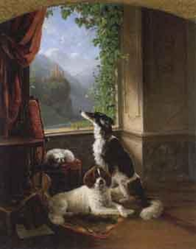 Three friends at the window by August Knip