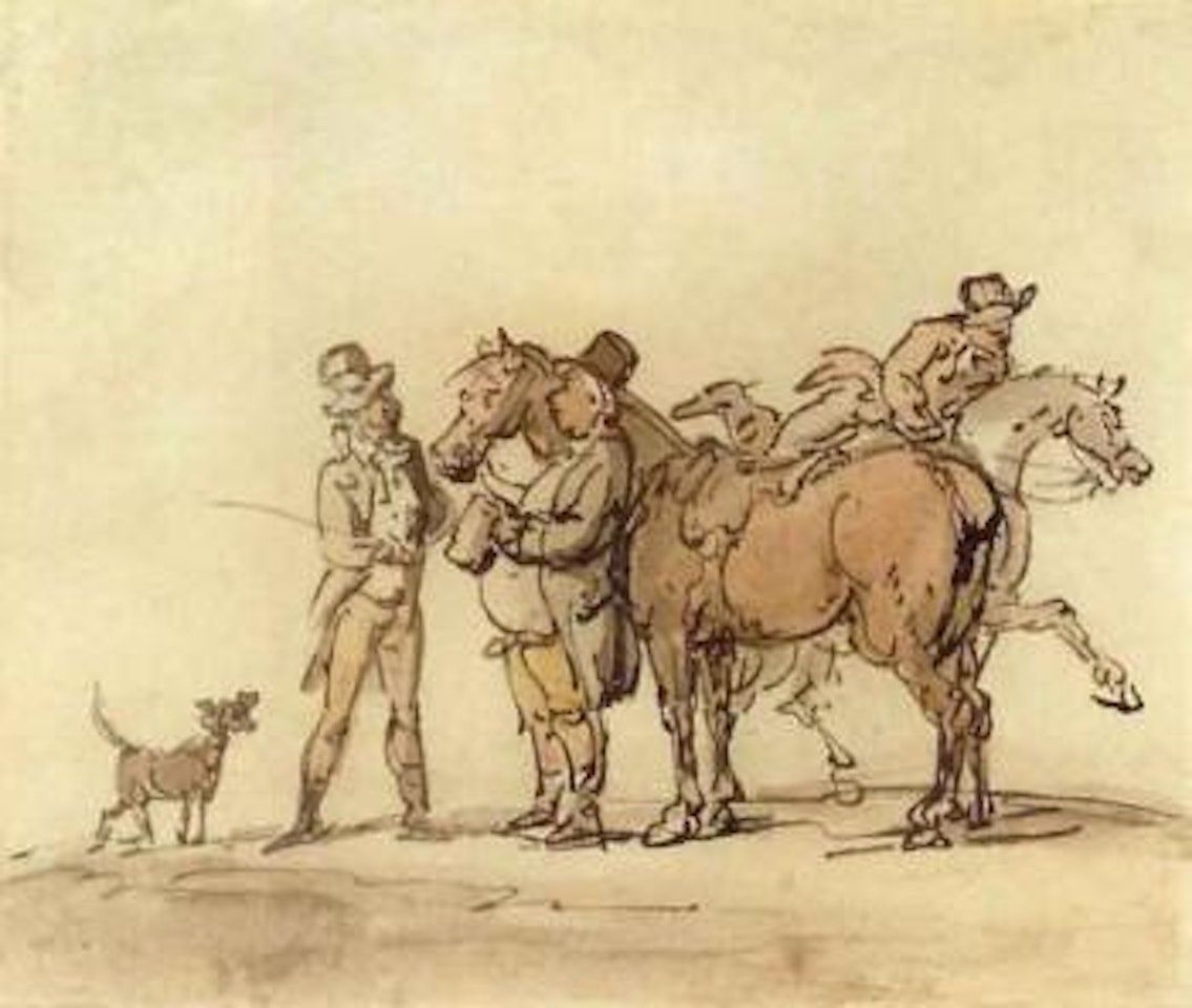 The horse dealer. Study of two riders by Thomas Rowlandson