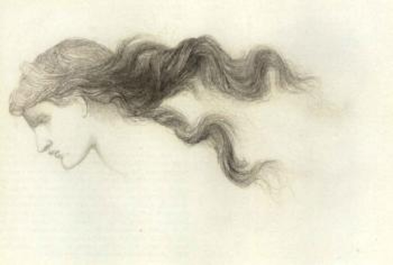 Study of the head and hair of Nimue The Beguiling of Merlin by Edward Coley Burne-Jones