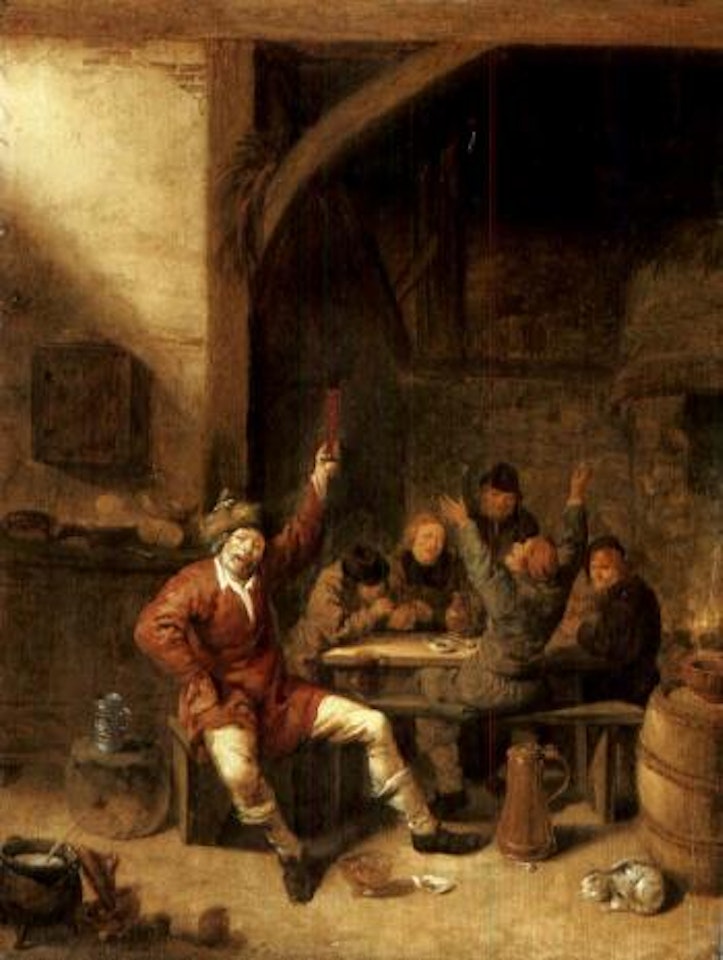Peasants drinking, smoking and merrymaking in a tavern by Jan Miense Molenaer