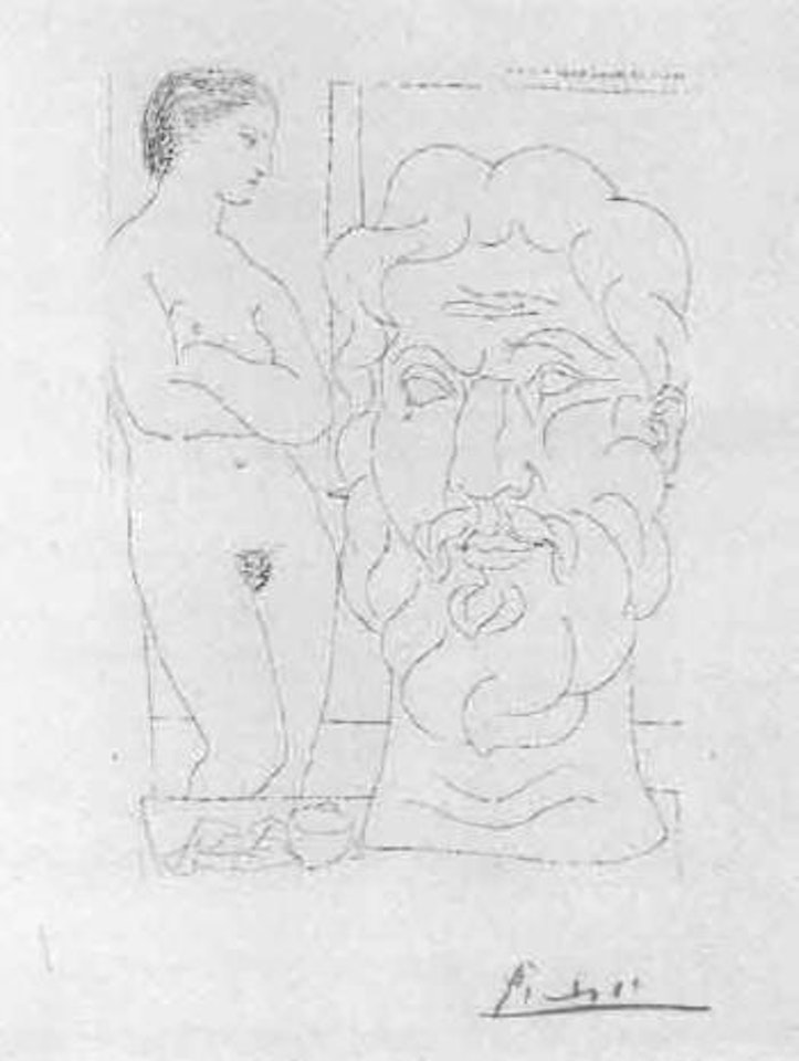 Modele et grande tete by Pablo Picasso
