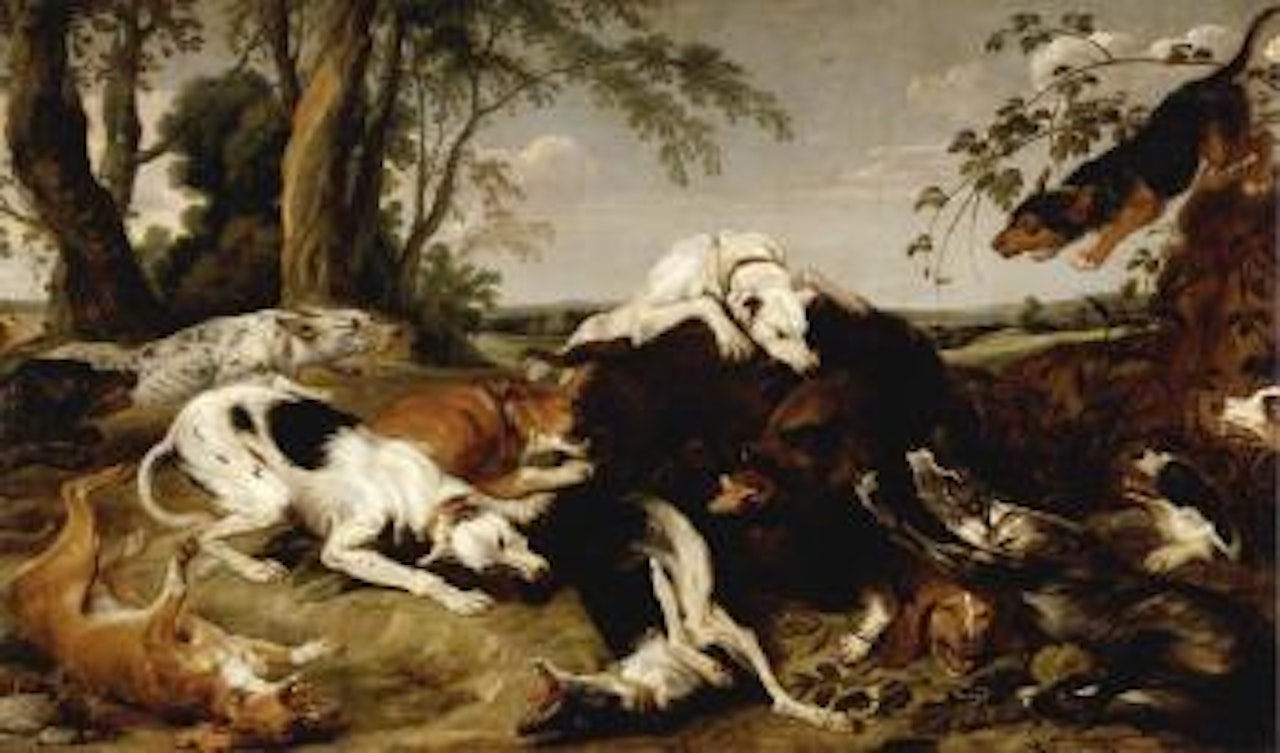 Hounds bringing down a boar by Frans Snyders