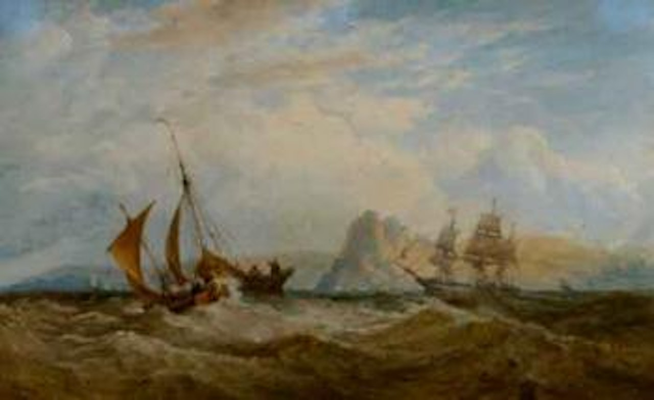 Merchantman and local craft off the South Wales Coast by Edward Duncan