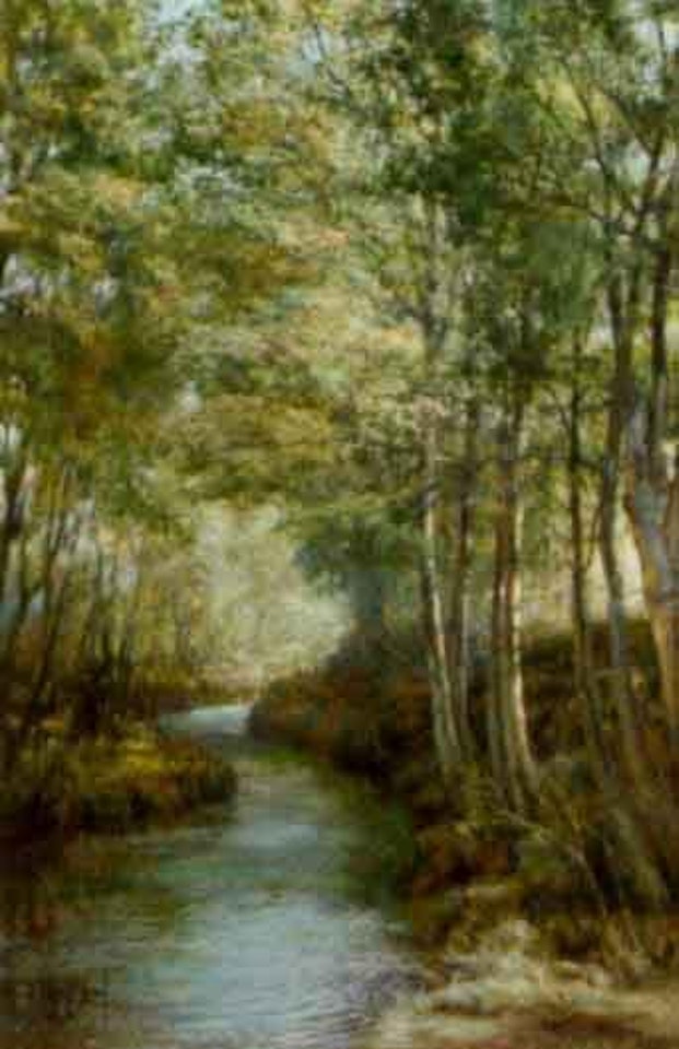 Silver birches by a stream by Montague Dawson