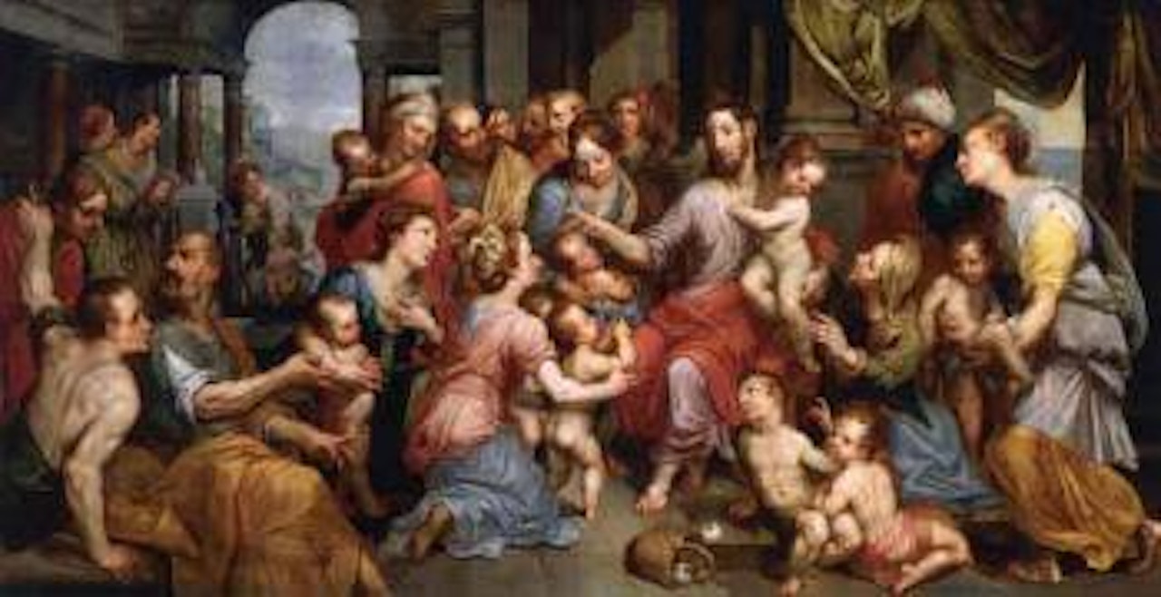 Christ blessing the children by Flemish School