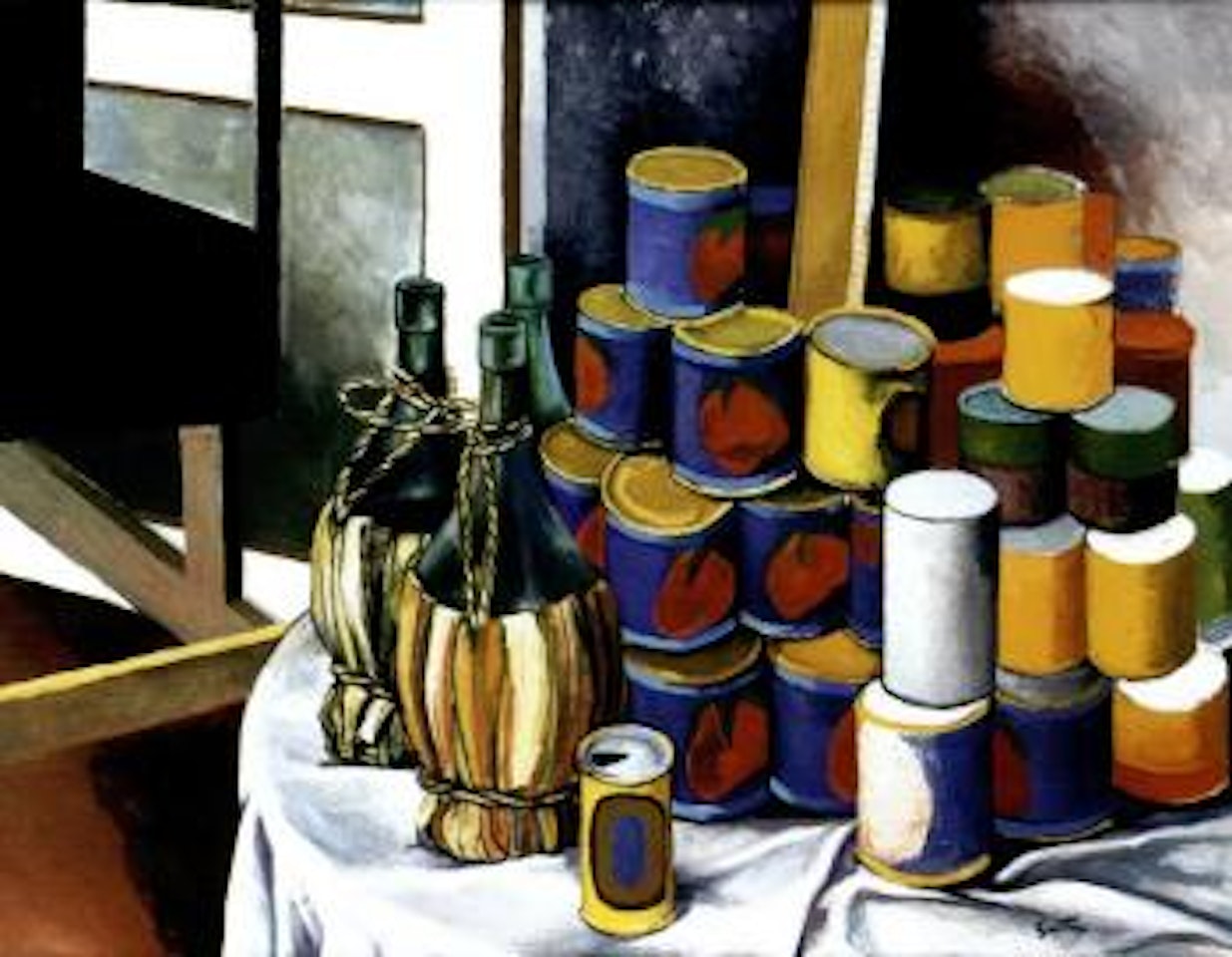 Tins and bottles on table by Renato Guttuso