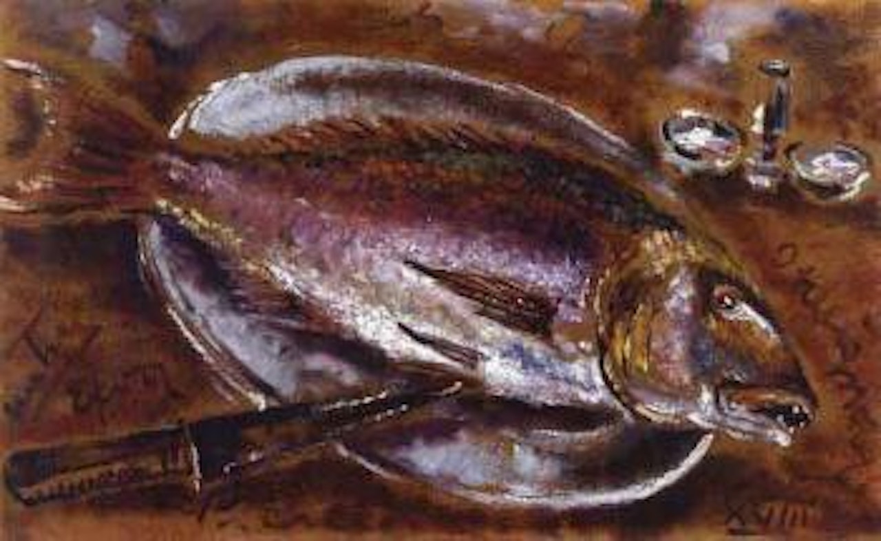 Fish and knife by Filippo de Pisis