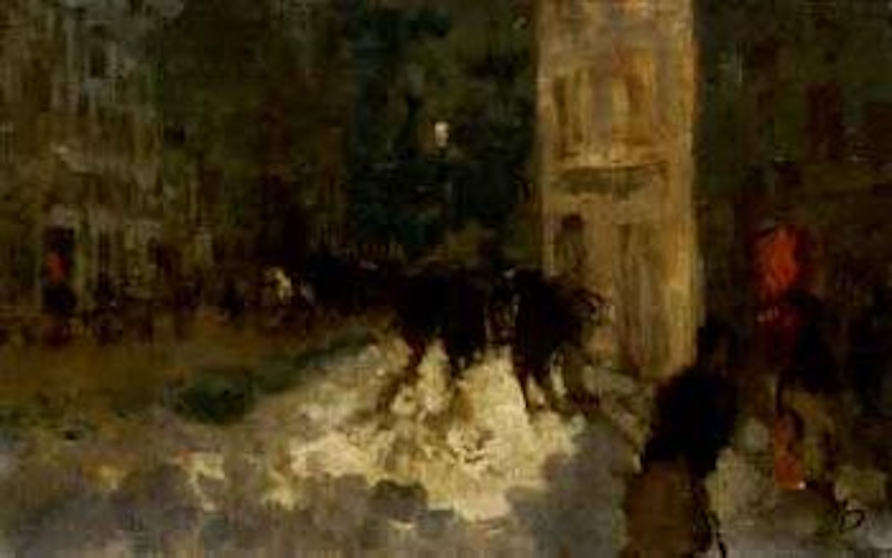 Old Milan under the snow by Mose Bianchi