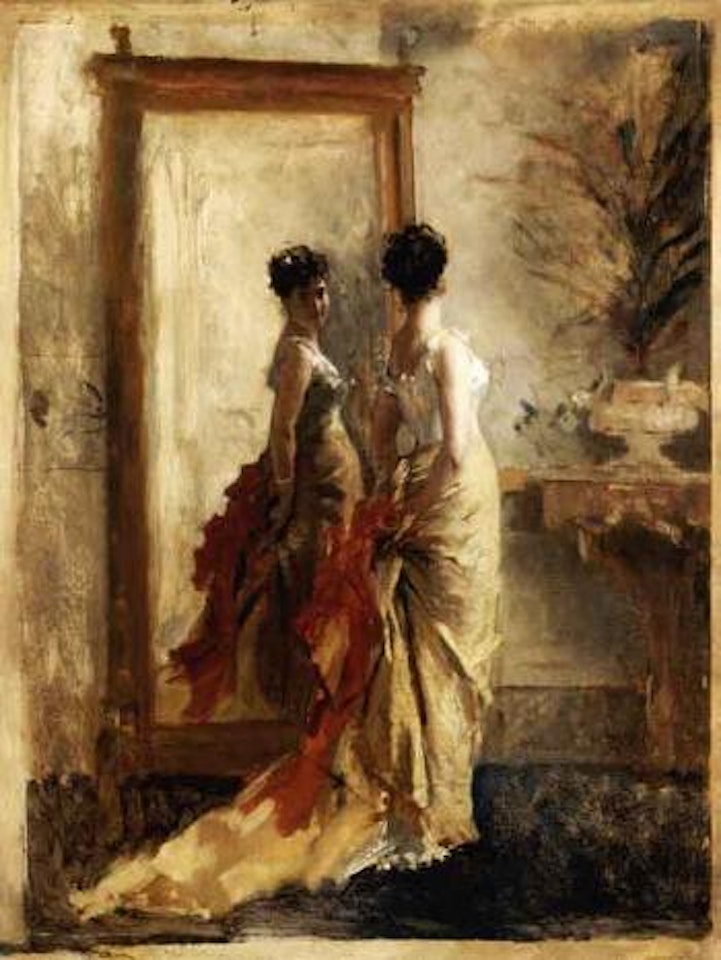 Woman at mirror by Mose Bianchi