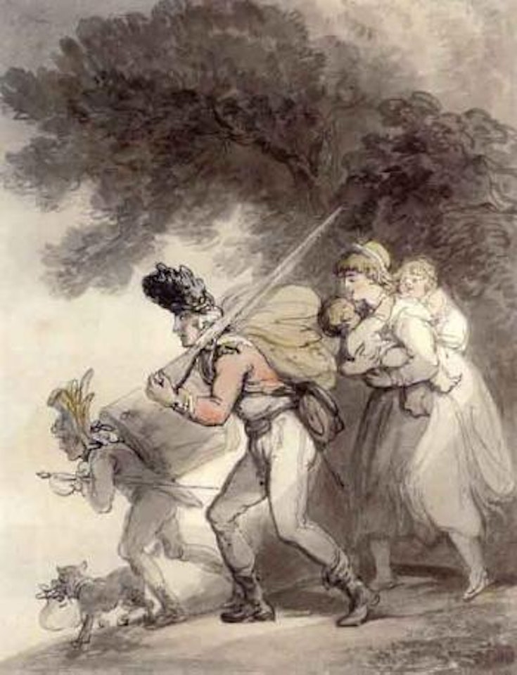 Soldiers on the march by Thomas Rowlandson