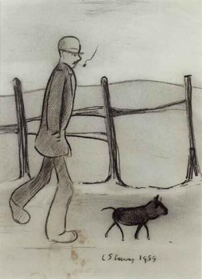 Man and dog by Laurence Stephen Lowry